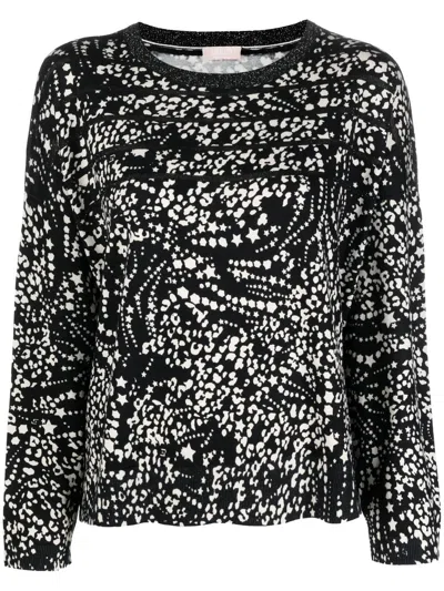 Liu •jo Star-print Lurex-detail Jumper In Black