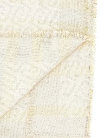 Liu •jo Stole Monogram-jacquard In Neutral