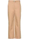 Liu •jo Straight Cotton Pants With Belt In Beige