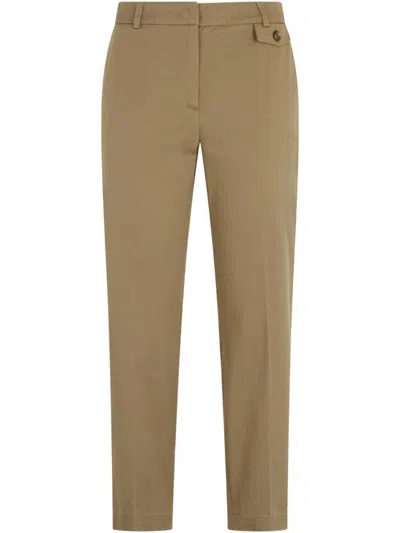 Liu •jo Liu Jo Straight-cut Beige Trousers With Hidden Closure In Green