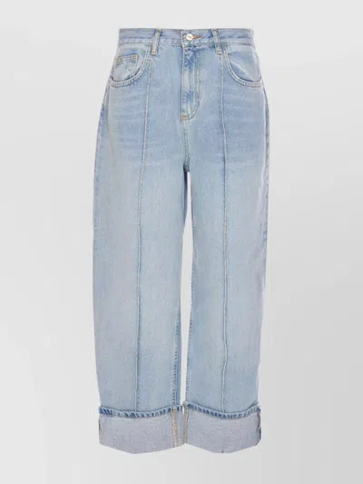 Liu •jo Straight Fit Denim Jeans Cuffs In Blue