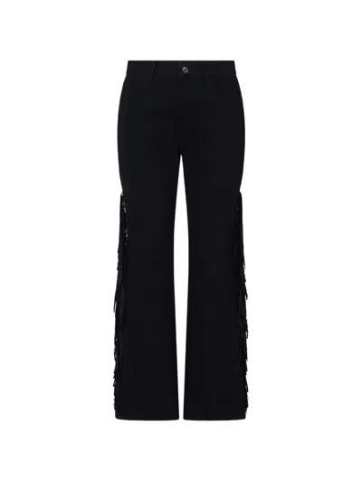 Liu •jo Straight Jeans With Fringes In Black