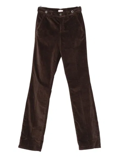 LIU •JO STRAIGHT-LEG BROWN TROUSERS WITH MID-RISE WAIST