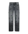 Liu •jo Straight-leg Denim Trousers With Rhinestones In Gray