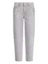 Liu •jo Straight-leg Jeans With Rhinestones In Gray