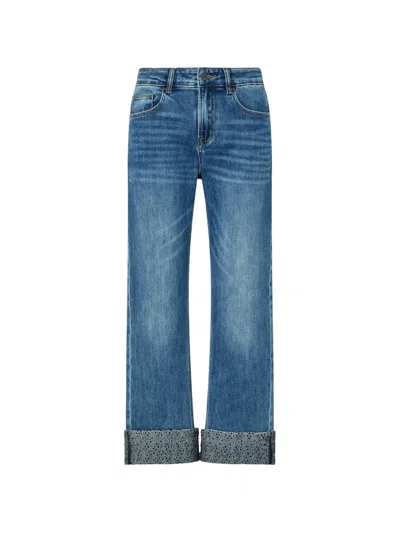 Liu •jo Straight-leg Jeans With Micro-rhinestones In Blue