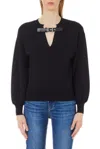 Liu •jo Strap Detailed V-neck Jumper Liu-jo In Black