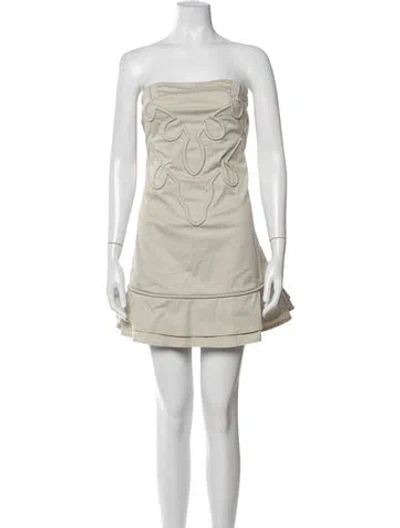 Pre-owned Liu •jo Strapless Mini Dress In Neutrals