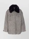 Liu •jo Strass Animal Print Denim Jacket In Gray