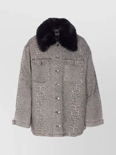 LIU •JO STRASS ANIMAL PRINT DENIM JACKET
