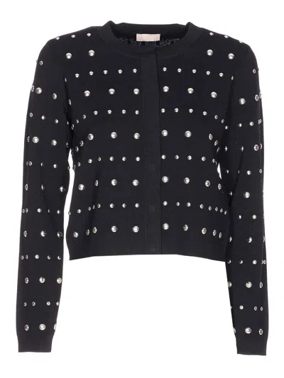 Liu •jo Strass Cardigan In Black
