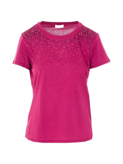 Liu •jo Strass Crewneck T-shirt In Pink