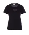 Liu •jo Crewneck Short Sleeves Ribbed Collar T-shirt In Black