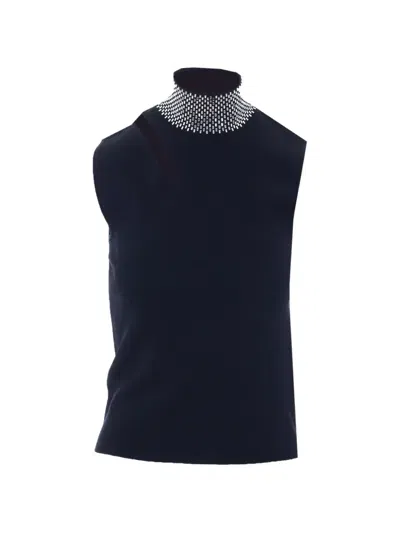 Liu •jo Strass-embellished Cut-out Top In Blue