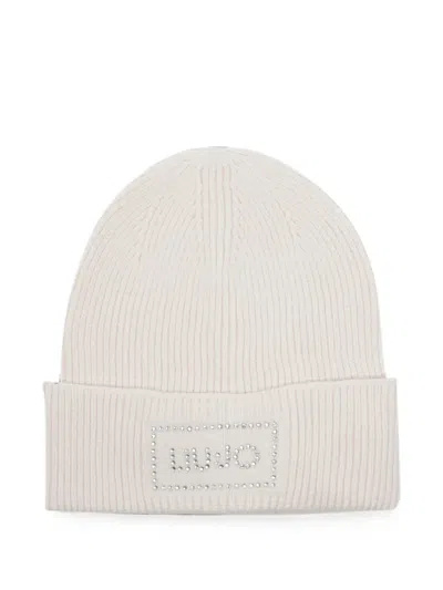 Liu •jo Strass-embellished Logo-patch Beanie Hat In White