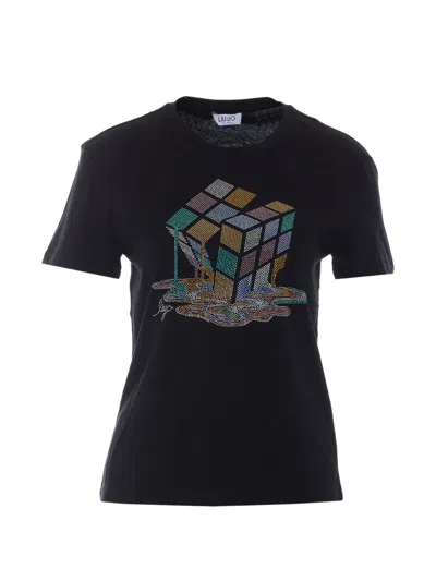 Liu •jo Strass-embellished T-shirt In Black