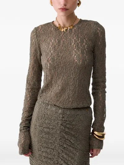 Liu •jo Stretch Lace Top In Brown
