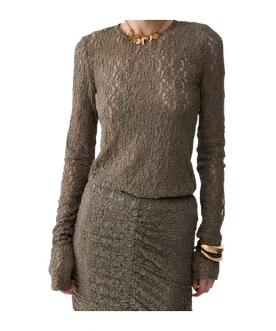 Liu •jo Liu Jo Stretch Lace Top In Green