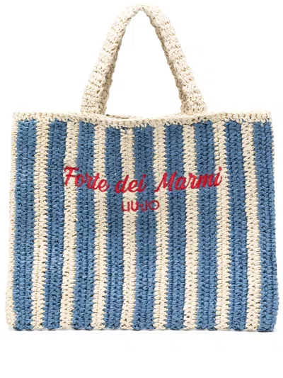 Liu •jo Striped Beach Bag In Blue