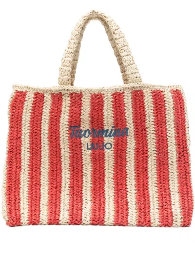 Liu •jo Striped Beach Bag In Red