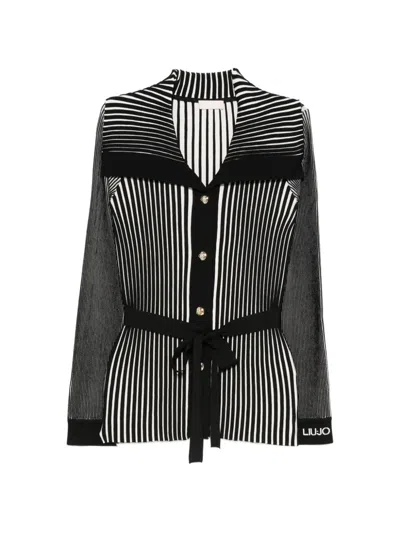 Liu •jo Striped Belted Cardigan In Multi