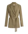 Liu •jo Liu Jo Tailored Green Jacket With Belted Waist In Brown