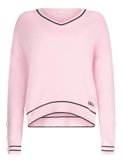 Liu •jo Silk-blend Jumper In Pink