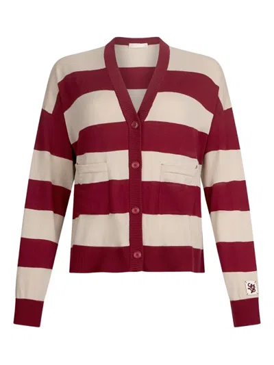 Liu •jo Striped Cardigan In Red