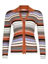 Liu •jo Knit Polo Cardiganwith Multicolor Stripes In Red