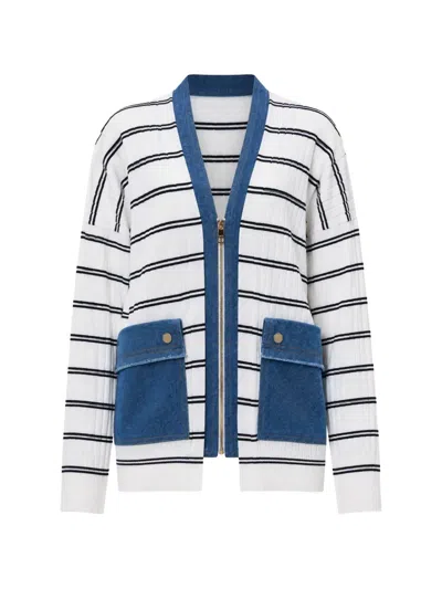 Liu •jo Striped Cardigan In White