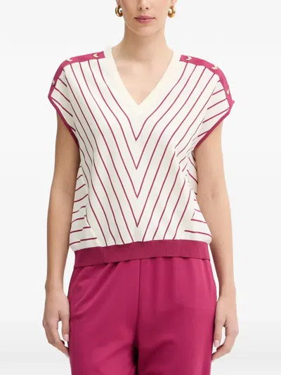 Liu •jo Striped Chevron-knit Sweater In Animal Print