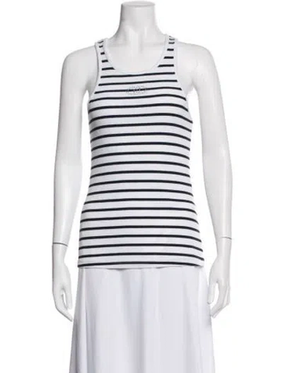 Pre-owned Liu •jo Striped Crew Neck Top In White