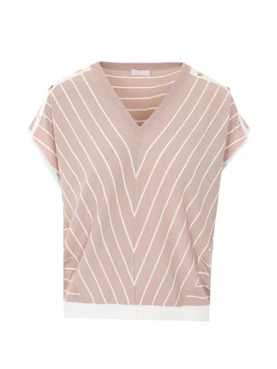 Liu •jo Striped Detail T-shirt In Pink