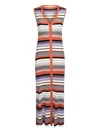 Liu •jo Liu Jo Multicolor Stripes Midi Dress In Red
