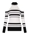 Liu •jo Liu Jo Ribbed Cold-shoulder Sweater With Embellished Neckline