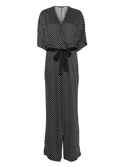 Liu •jo Striped Jumpsuit In Black
