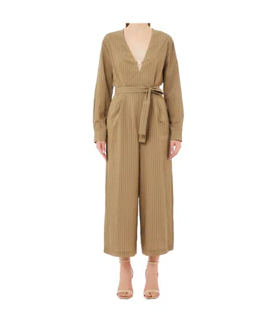 Liu •jo Striped Jumpsuit In Green