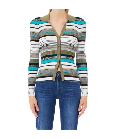 Liu •jo Liu Jo Striped Knit Cardigan In Multi