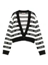 Liu •jo Striped Knitted Cardigan In Black