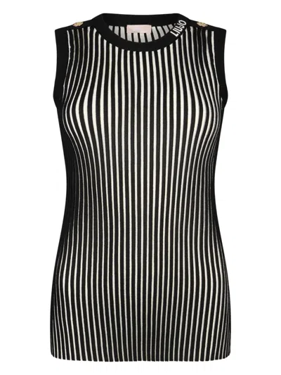 Liu •jo Striped Knitted Top In Black