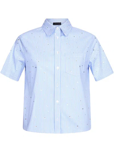 Liu •jo Striped Light Blue Boxy Shirt