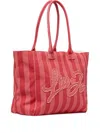 Liu •jo Striped Logo-patch Beach Bag In Red