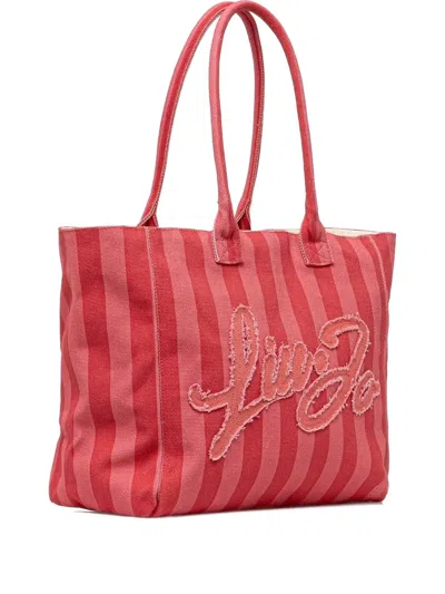 Liu •jo Striped Logo-patch Beach Bag In Red
