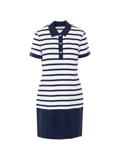 Liu •jo White And Blue Striped Dress