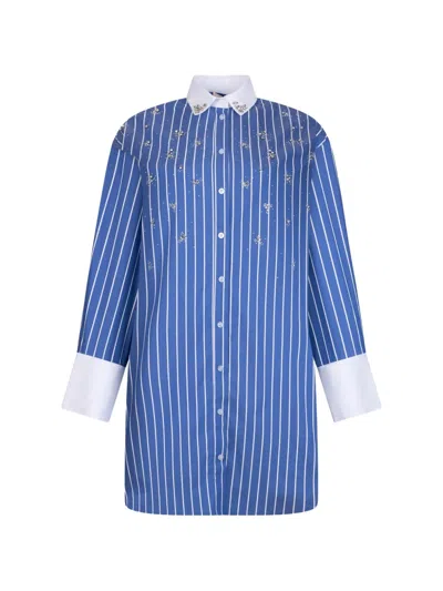 Liu •jo Striped Mini Shirt Dress In Blue