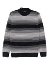 Liu •jo Striped Mock-neck Sweater In Black