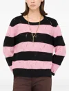 Liu •jo Striped Openwork Sweater In Black