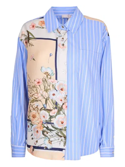 Liu •jo Striped-pattern Long-sleeve Shirt In Blue