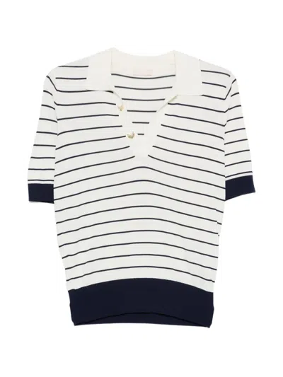 Liu •jo Striped Polo Top In White