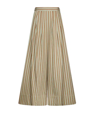 Liu •jo Striped Rayon Trousers In Brown